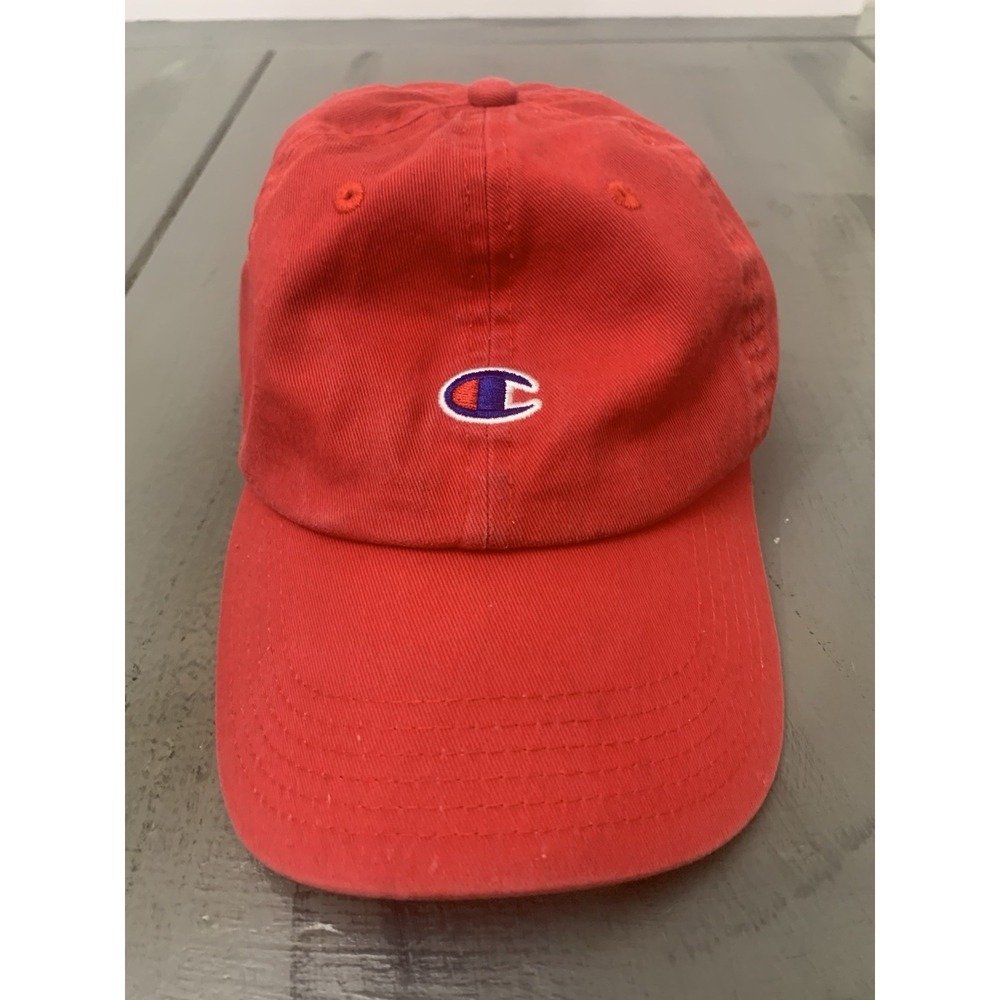 Champion Hat Strapback Red Cap Adjustable Mens Dad OSFA Logo